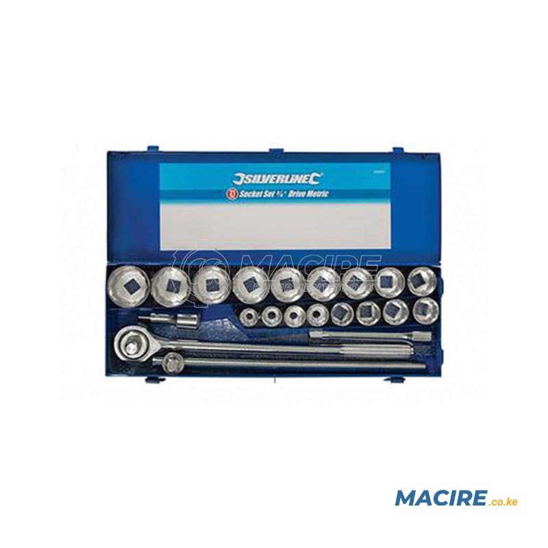 SILVERLINE SOCKET SET 3/4" 21-PCS 19-50MM