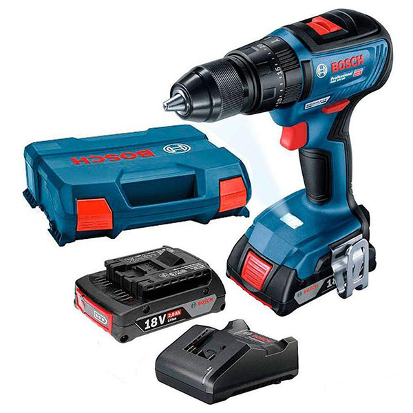 Bosch Cordless Hammer Drill 18v + 41-acc + Fishermans Toolbox Combo Kit
