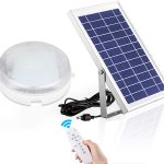 Solar Ceiling Lights Indoor Home Intelligent Solar LED Ceiling/Pendant Light with Remote Control, Integrated Cool White/Warm White Switchable 1000Lumen Outdoor Solar Barn Light for Shed, Porch, Patio, Garage