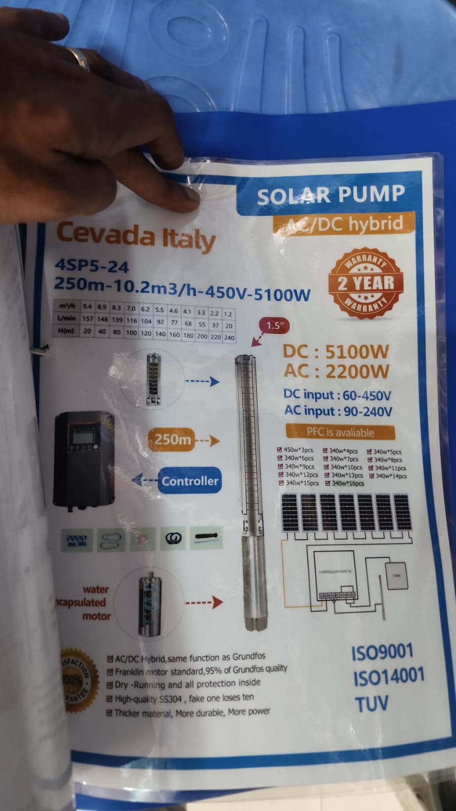 250m 10.2cubic 5100watts 450v Cevada Italy