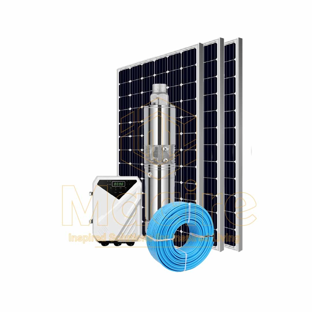 95m 3500L/Hr 3" Solar Water Pump Kit with Panels + Cable 3DPC3.5-95-72-750 DC 72V 750W Submersible Borehole Deep Well pump with Mppt Controller Trunsun