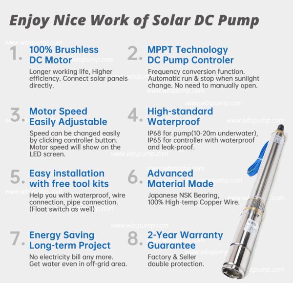 135m 1.5kw Trunsun Solar Borehole Pump - 6000L/H  110v 4DPC6-135-110-1500  Water Pump - Image 11