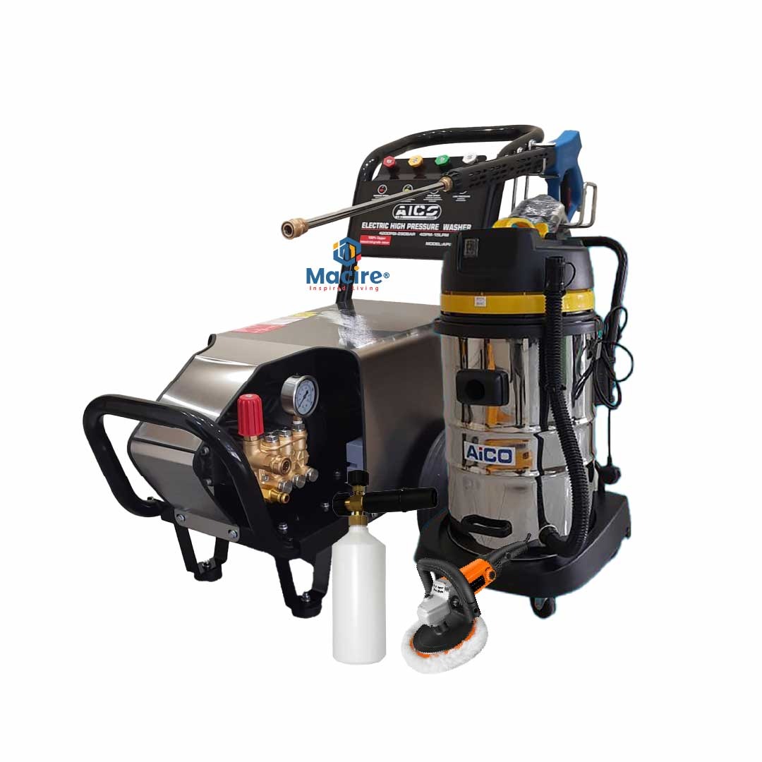 4200Psi Aico Carwash Kit - 80L Wet & Dry Vacuum & Buffing Machine