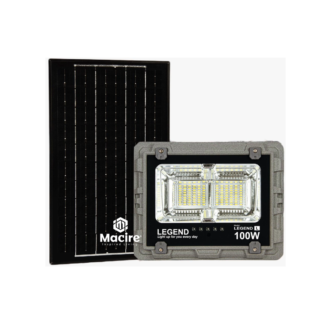 100W Legend Solar Flood Light – Macho Mbili Design | Remote Controlled & IP66 Waterproof