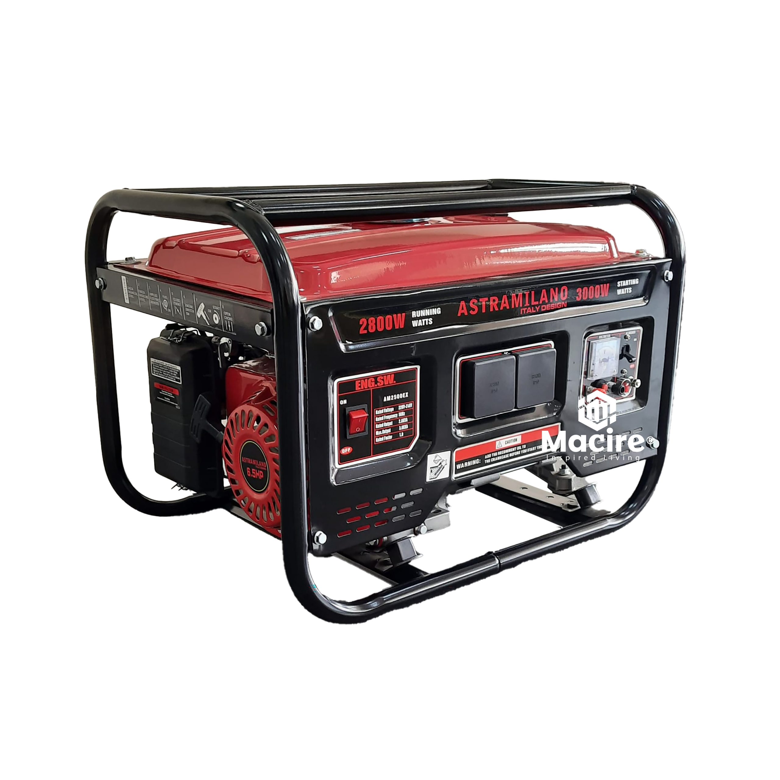 2.8kVA Astramilano AM2500EX Rope Start Petrol Generator -01