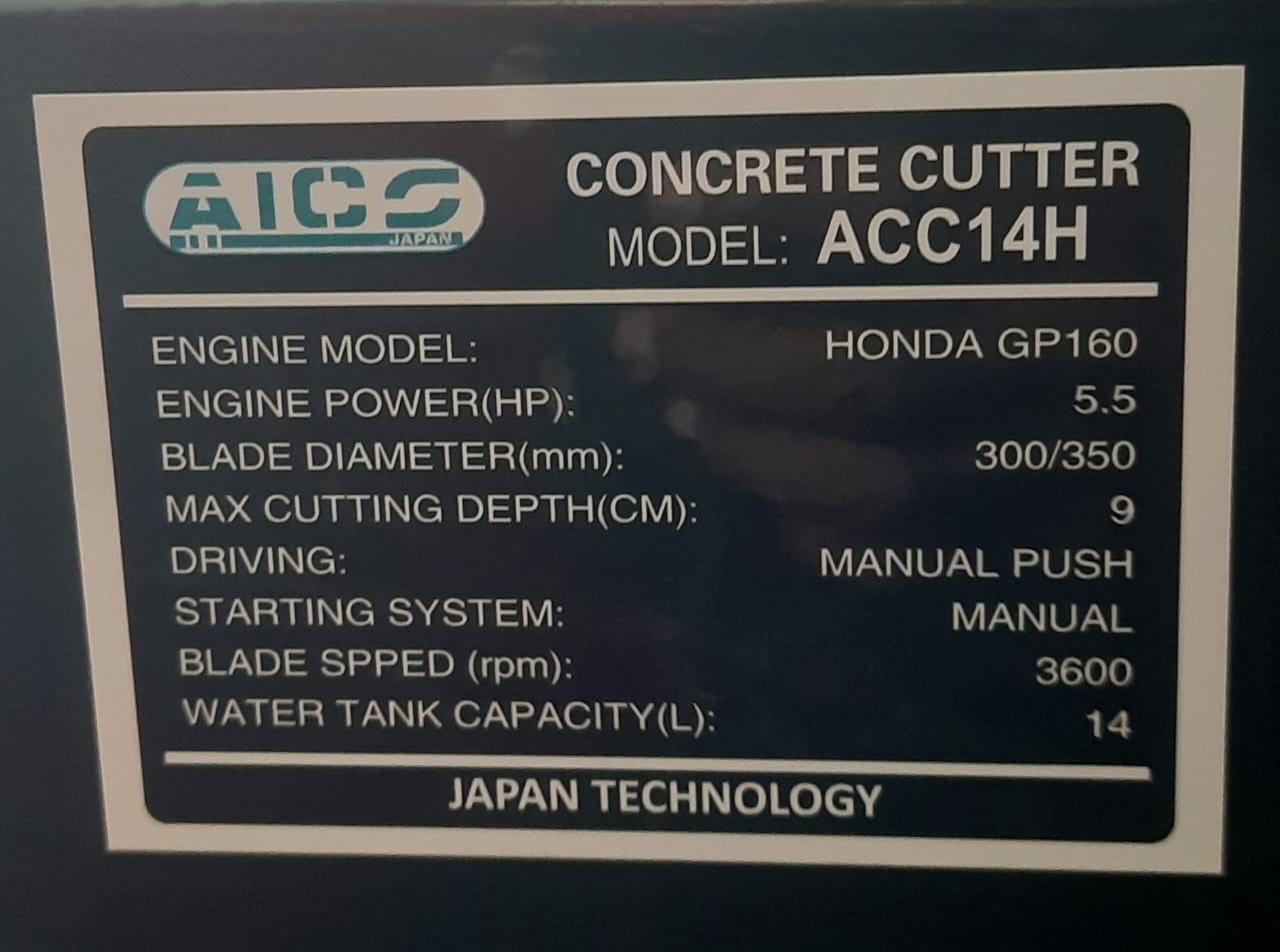 14" Aico Japan Concrete Cutter ACC14H with Honda Engine GP160 - Efficient Cutting - Image 4