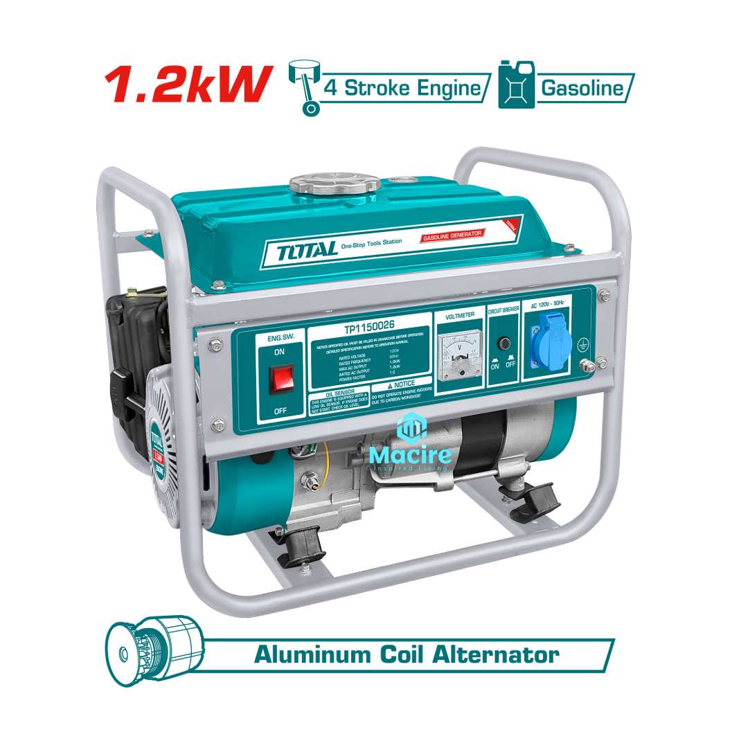 1.2Kva Total Petrol Generator TP115005 - Gasoline Compact & Reliable Power Solution