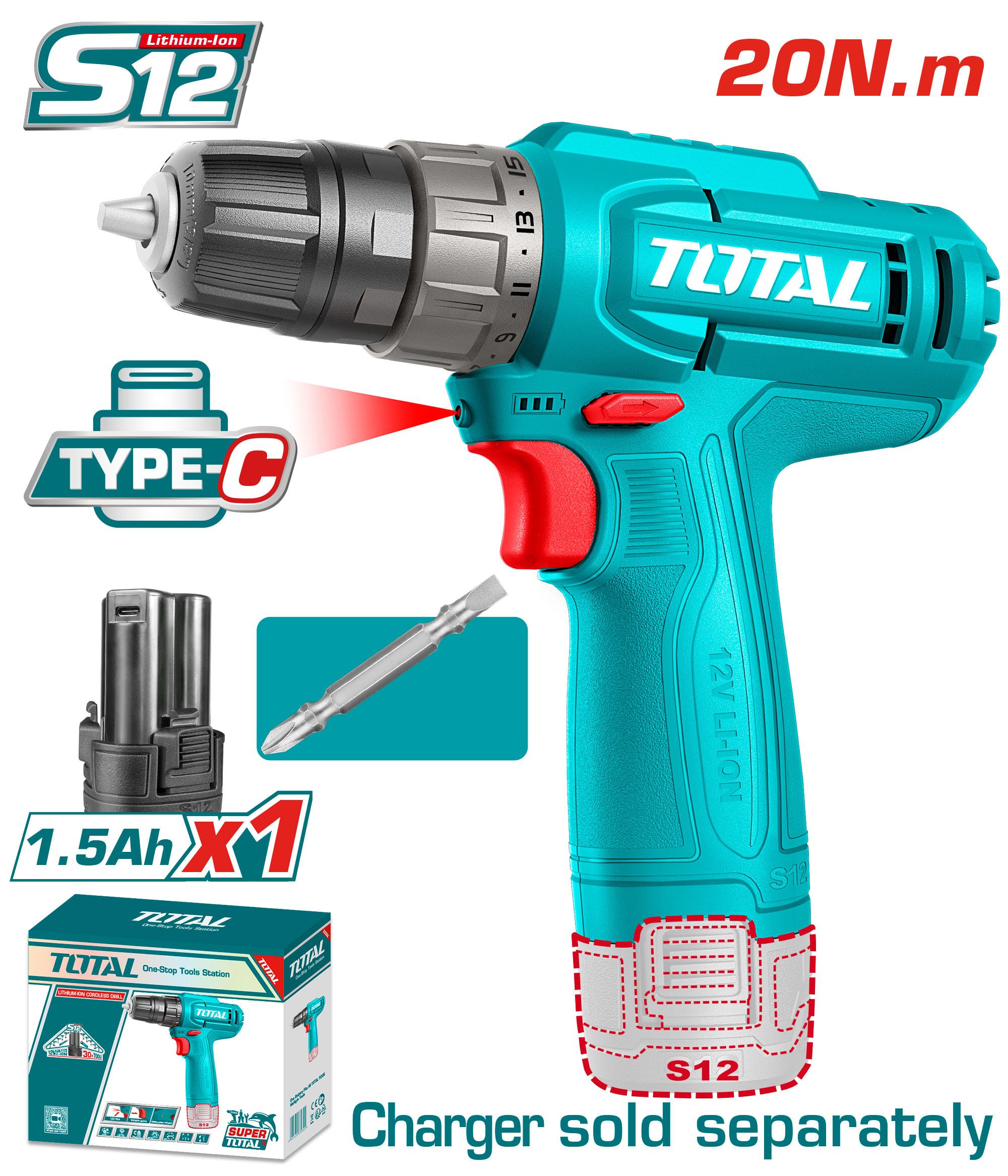 42V TOTAL 69Nm Brushless Cordless Impact Drill TIDLI426981 (13mm 2-Speed)