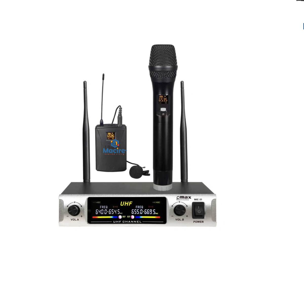 Pmax Model 31 Dual Wireless UHF Microphone System