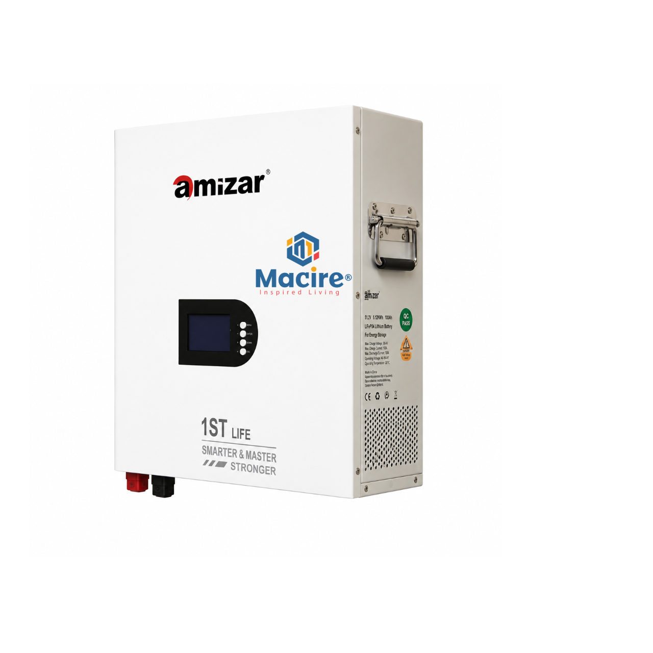 2.56kWh Amizar 25.6V 200Ah Lithium Battery – Compact Solar Energy Storage