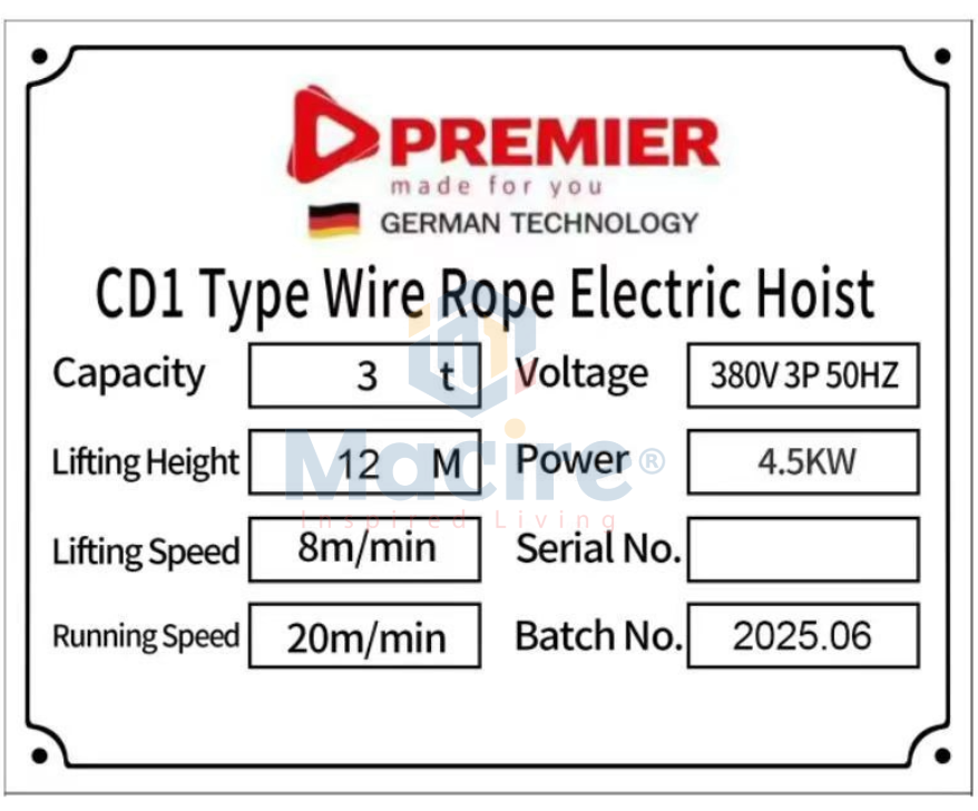 3 Ton Hoist Premier