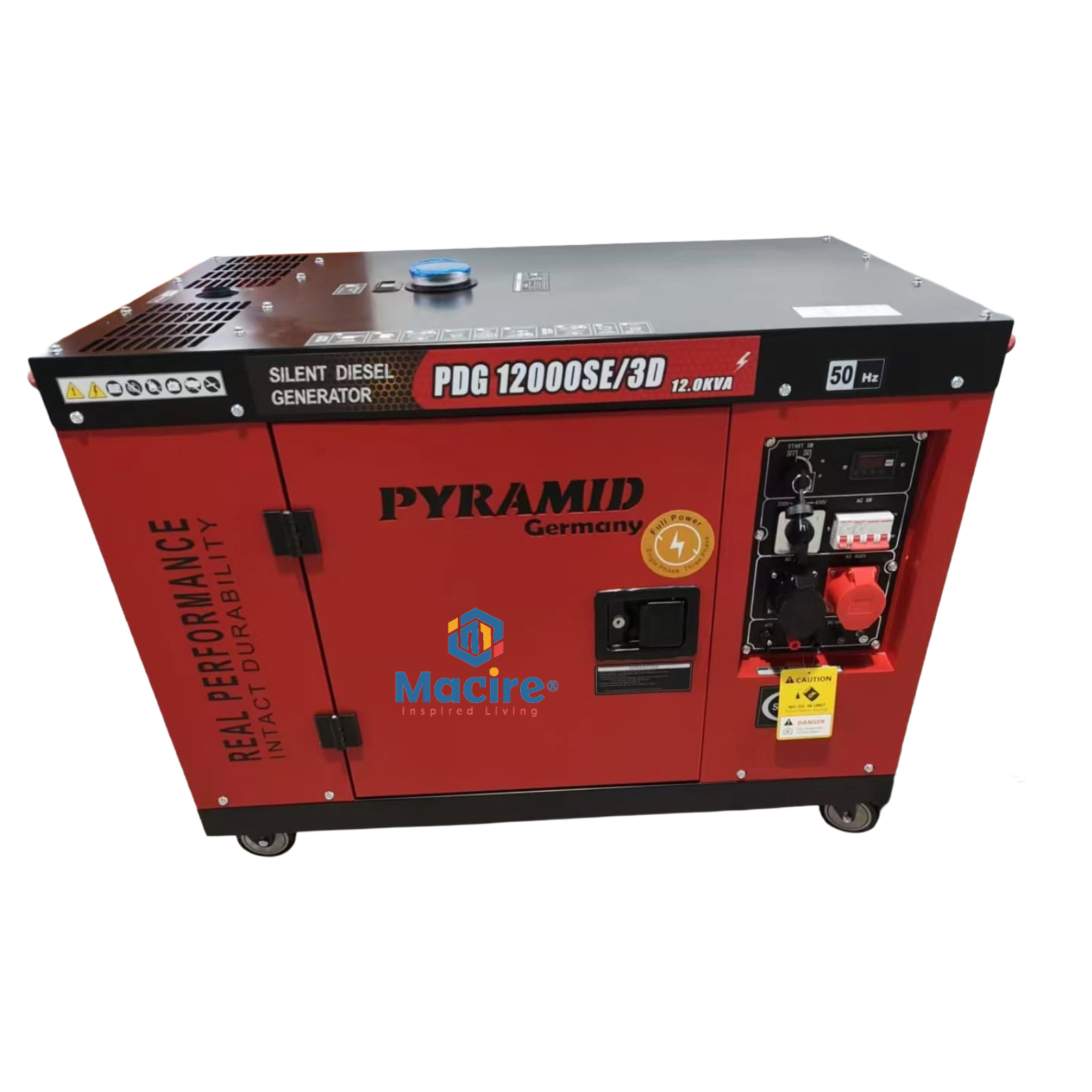 12kVA Pyramid Germany Diesel Silent Generator – Dual Output, Air-Cooled Engine, Twin Cylinder with ATS