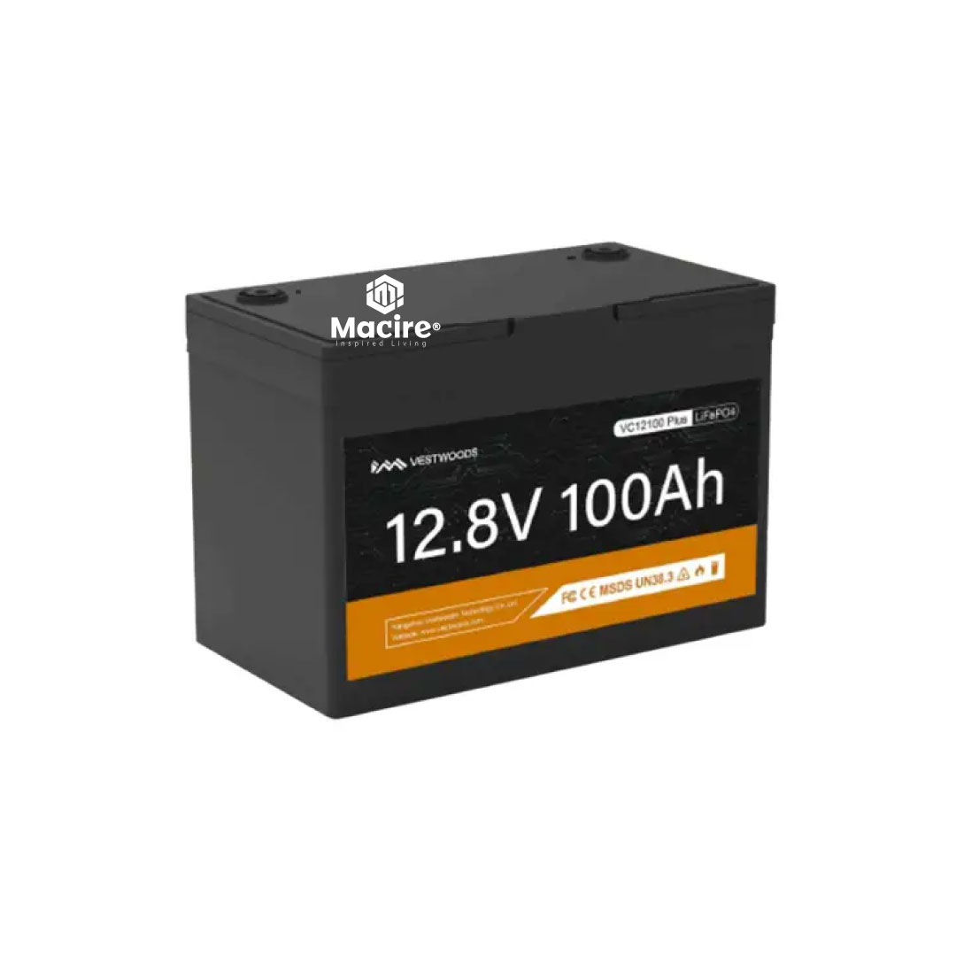 100Ah Vestwoods 12.8V Lithium Battery – LiFePO₄, Built-in BMS, Deep Cycle