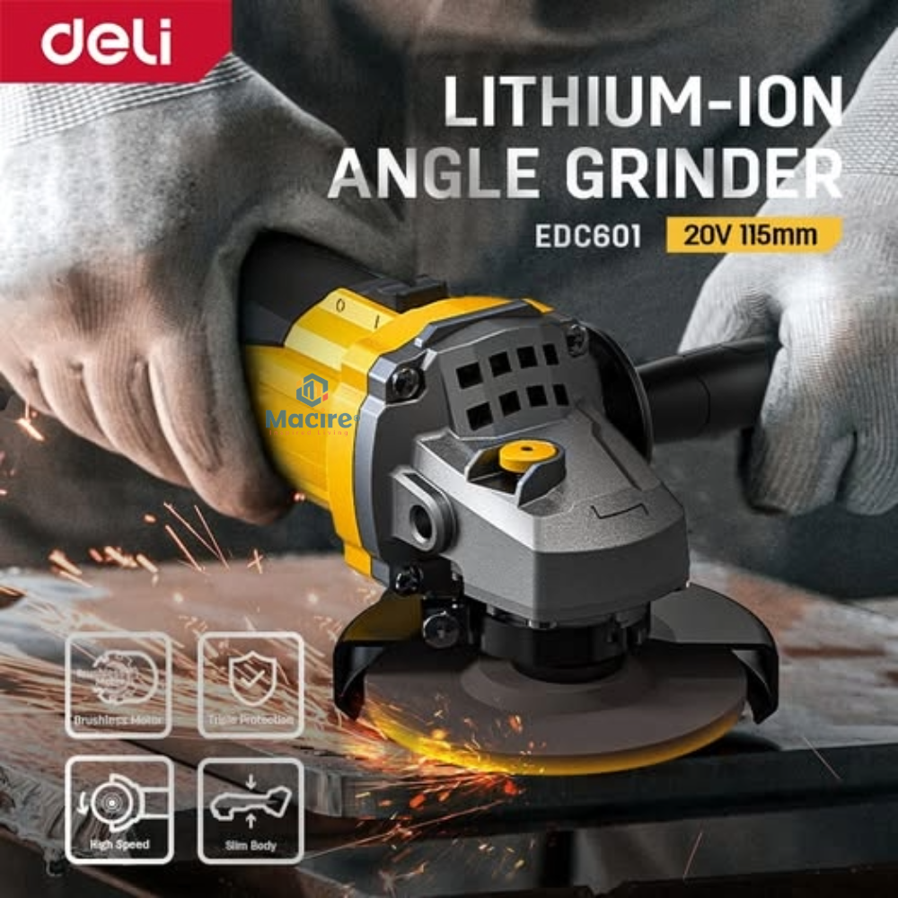 20V 115mm Deli Brushless Cordless Angle Grinder EDC601 3 Professional 115mm grinder