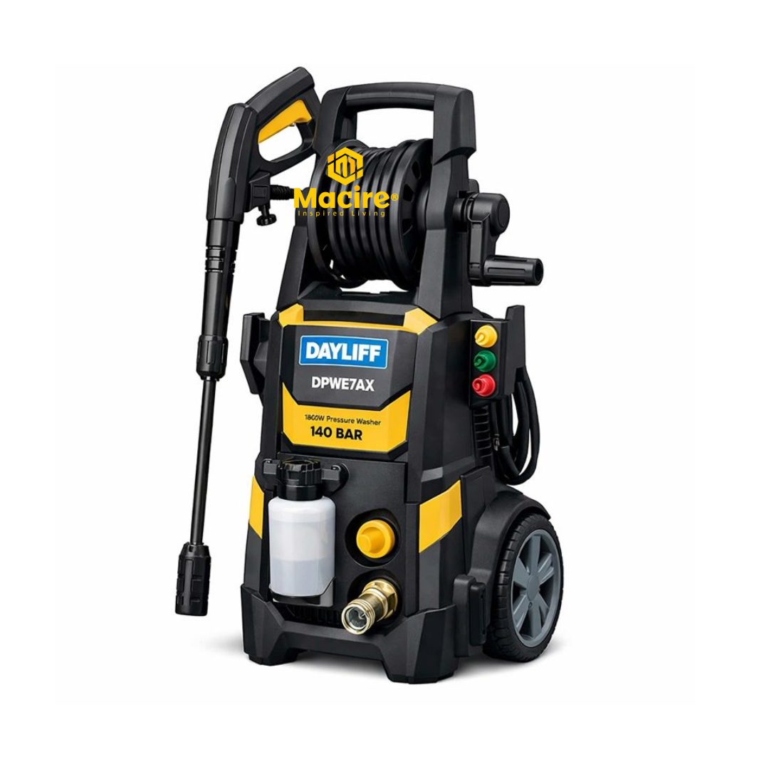 1.8kW Dayliff DPWE7AX Electric Pressure Washer – 140Bar Power, Heavy-Duty Home Cleaning, Safety-Enhanced Design