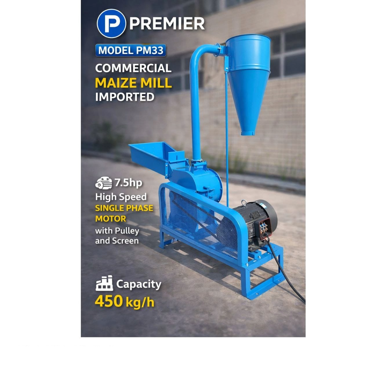7.5HP Premier PM33 Commercial Maize Mill