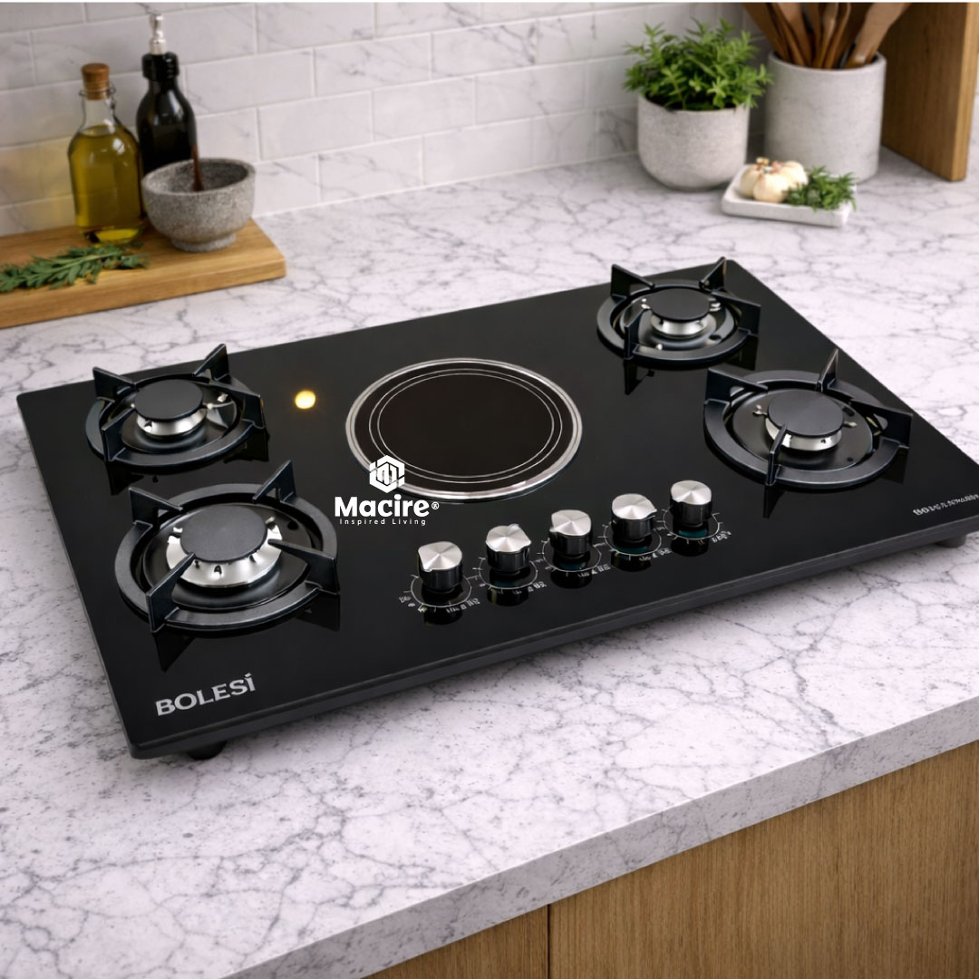 Bolesi-HB-59035D-Premium-Gas-Hobc Premium glass top 5 burner cooker hob