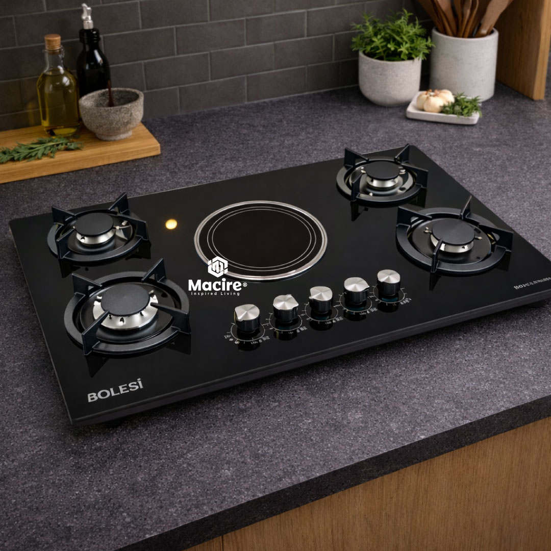 Bolesi-HB-59035D-Premium-Gas-Hobw Premium glass top 5 burner cooker hob