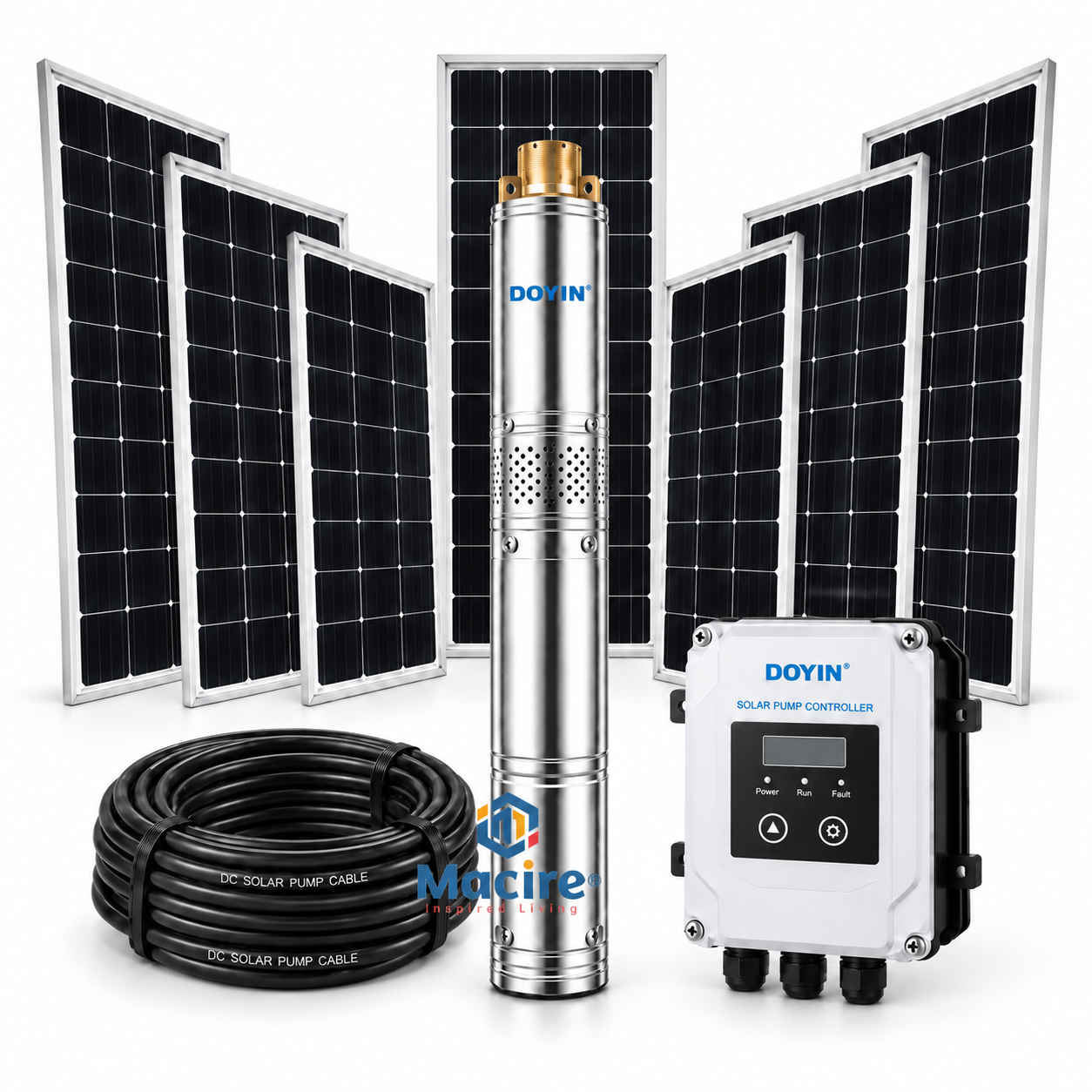 7m³/h 270m Doyin 4HP AC/DC Hybrid Solar Borehole Pump System Kit 4SPS7-3000W AD