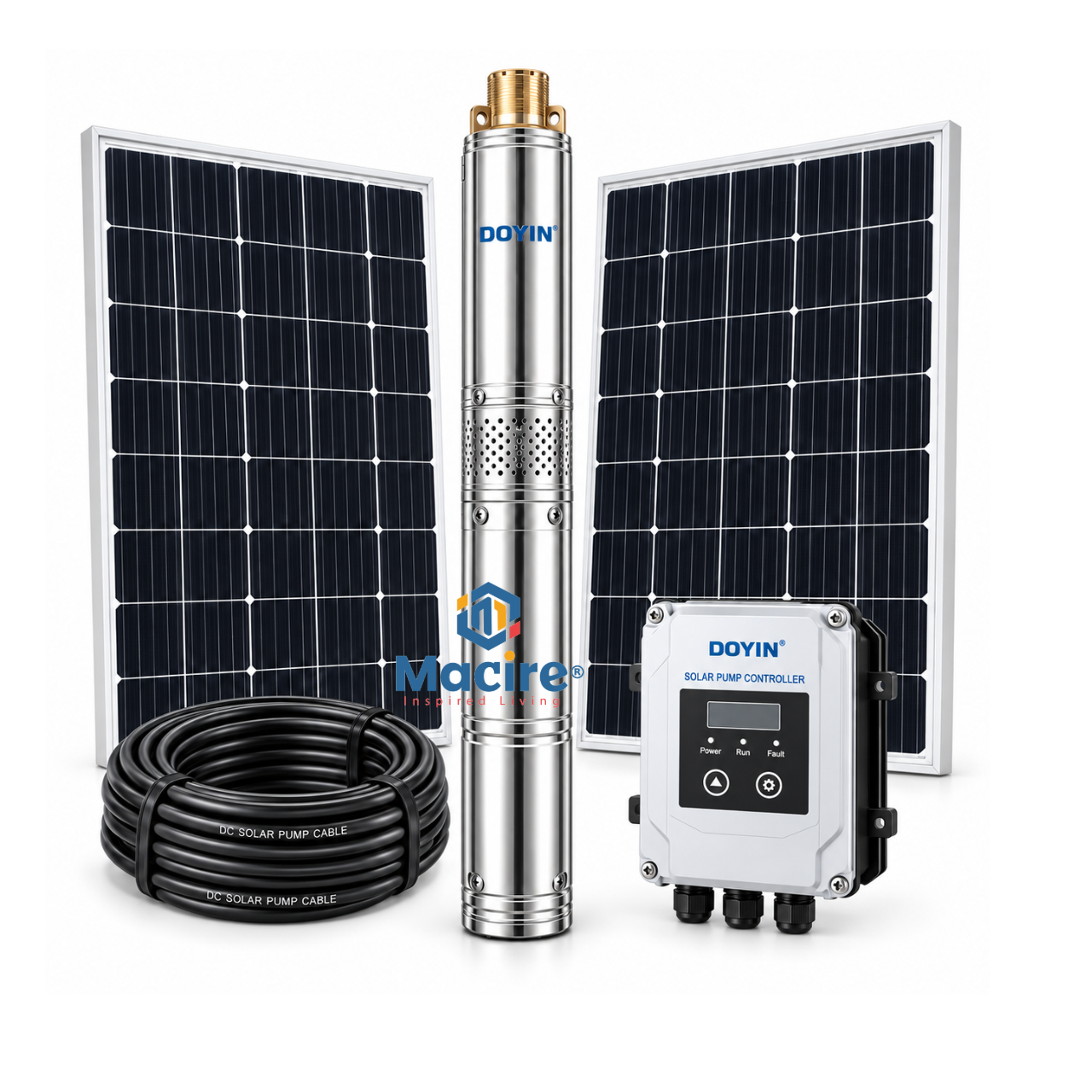 7m³/h 270m Doyin 4HP AC/DC Hybrid Solar Borehole Pump System Kit 4SPS7-3000W AD