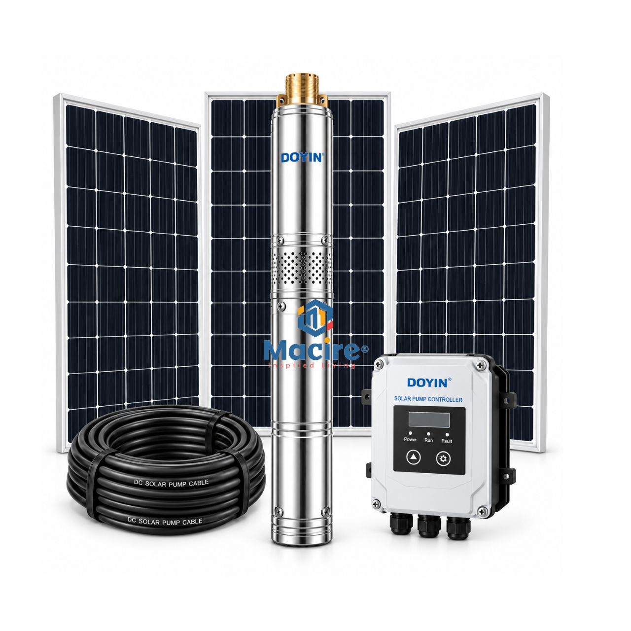4.5 m³ 140m Doyin 1.5HP Stainless Steel DC Solar Borehole Pump System Kit 4SPS4.5-1100W